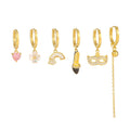 Rainbow Heel And Mask Charm Earring Set - Gold