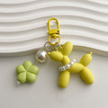 Balloon Dog Pearl Charm Keychain - Yellow