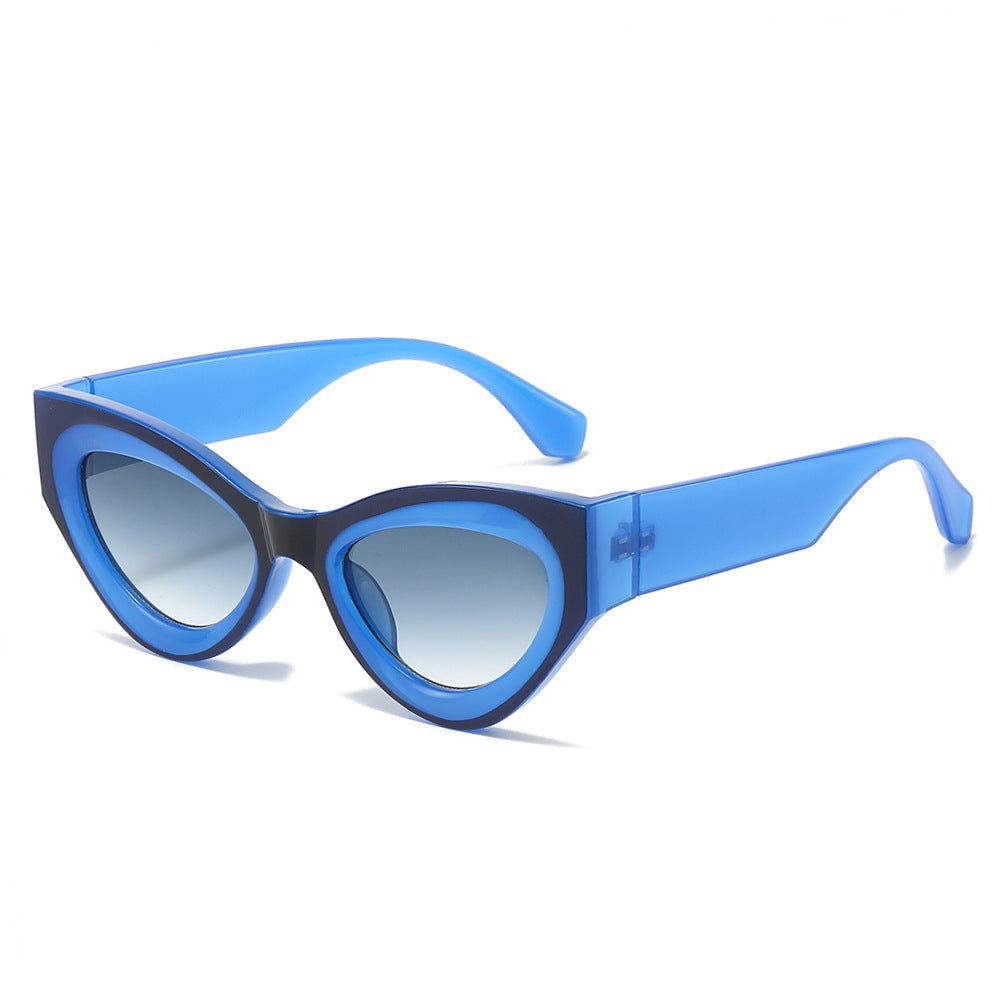 Retro Cat Eye Sunglasses With Two Tone Frames - C4