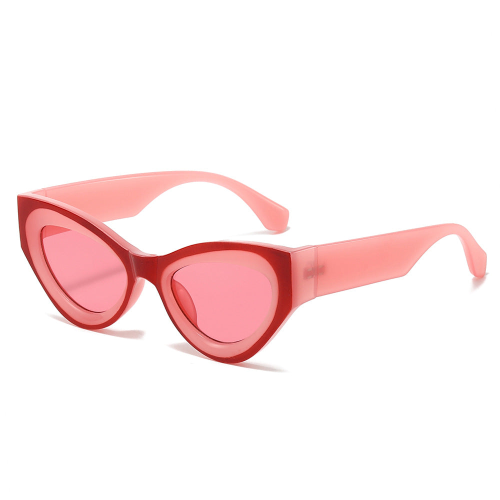 Retro Cat Eye Sunglasses With Two Tone Frames - C5