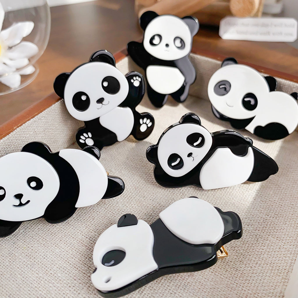 Cartoon Panda Acetate Snap Hair Clip