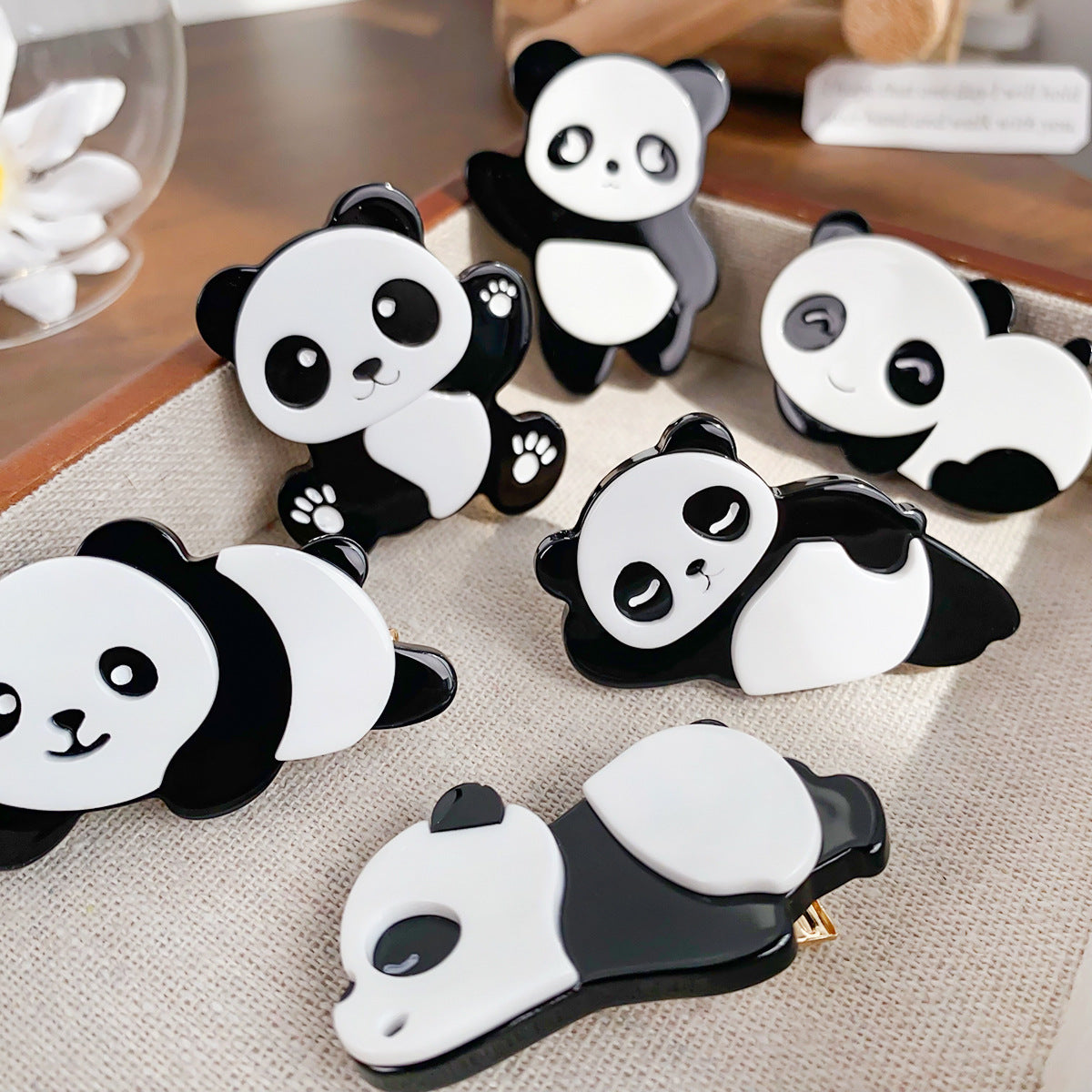 Cartoon Panda Acetate Snap Hair Clip