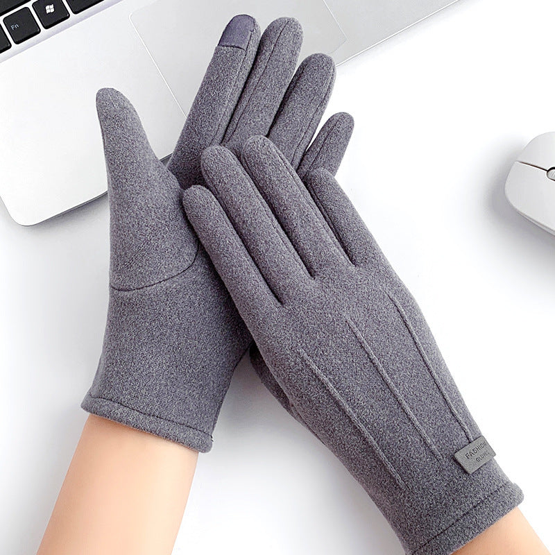 Touch Screen Fleece Lined Winter Gloves - Grey