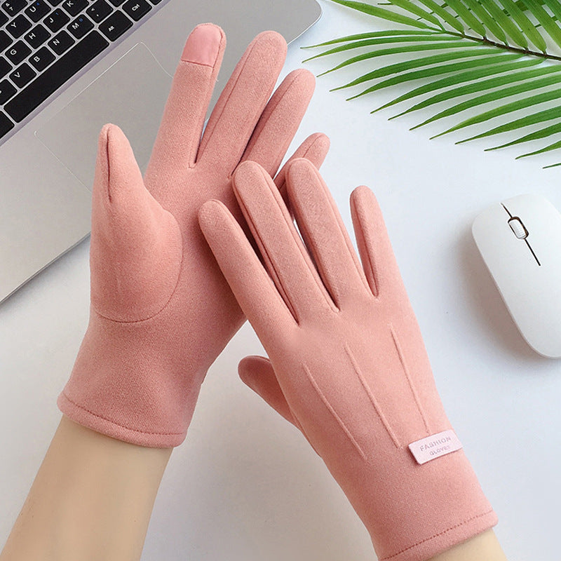 Touch Screen Fleece Lined Winter Gloves - Pink