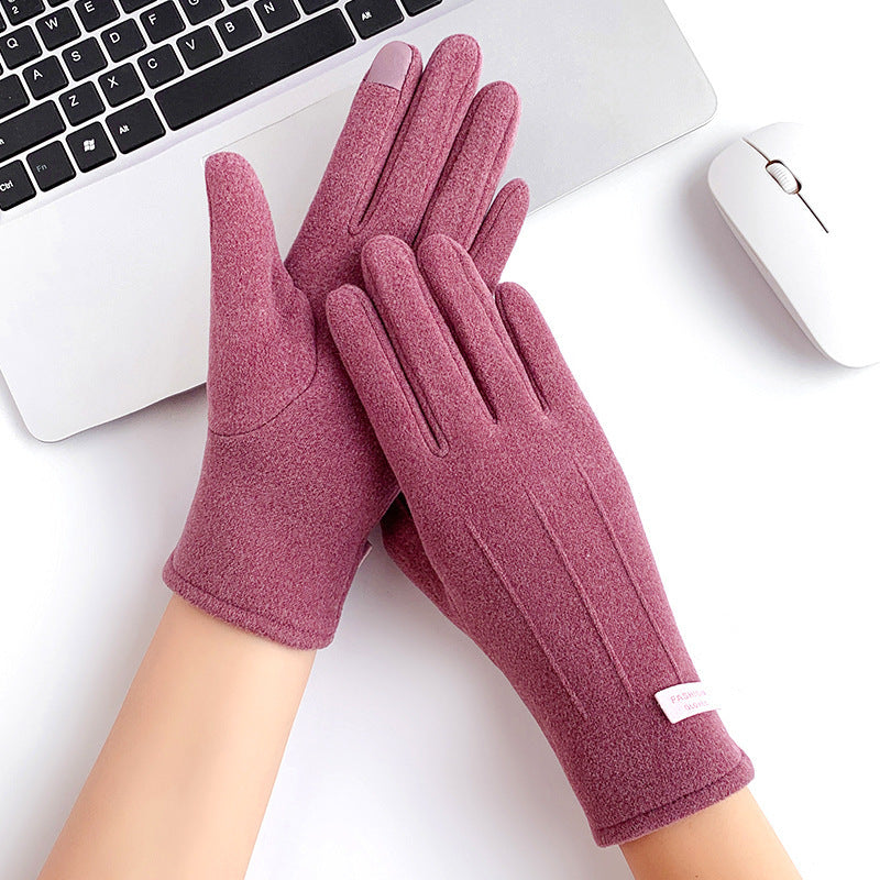 Touch Screen Fleece Lined Winter Gloves - Purple