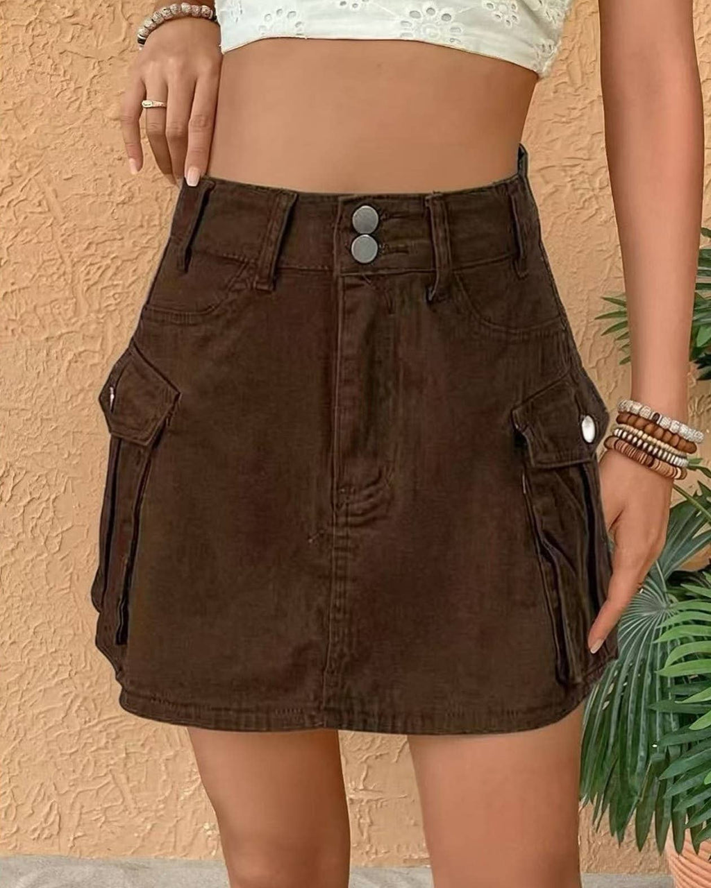 Utility Cargo Pocket High Rise Mini Skirt