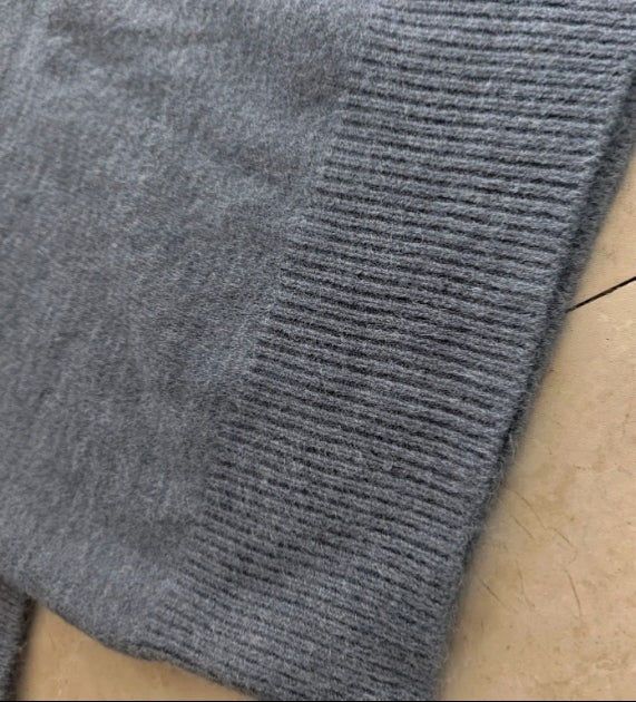Ribbed Turtleneck Drop Shoulder Sweater - Bluegray - 6
