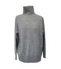 Ribbed Turtleneck Drop Shoulder Sweater - Gray