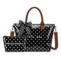 Coated Canvas Polka Dot Shoulder Tote Bag - BlackSet
