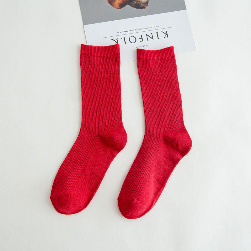 Ribbed Cotton Blend Mid Calf Socks - Color_04