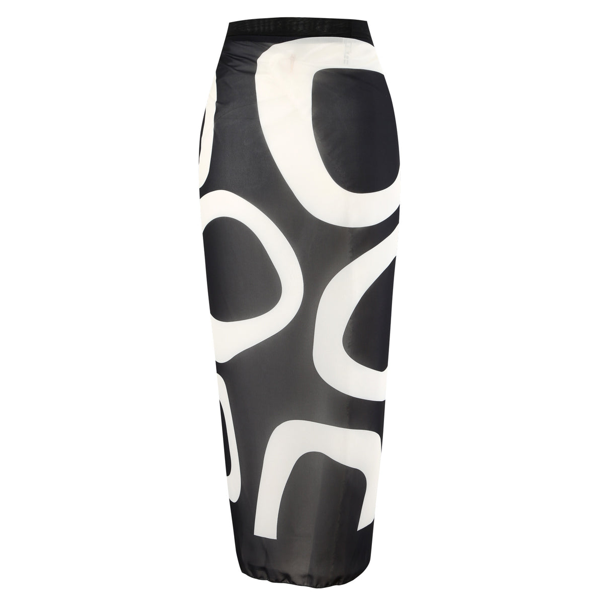 Abstract Print One Shoulder Bikini And Sarong Set - Black - 3