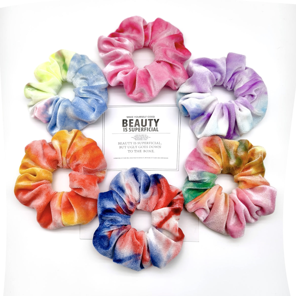 Rainbow Tie Dye Velvet Scrunchie - view 1