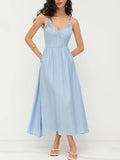 Beaded Strap Tie Back Maxi Cami - Blue