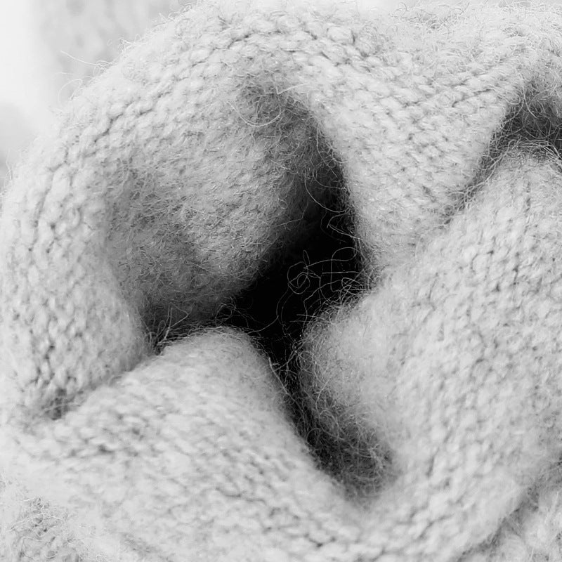 Pom Detail Soft Knit Touchscreen Gloves - Grey - 1