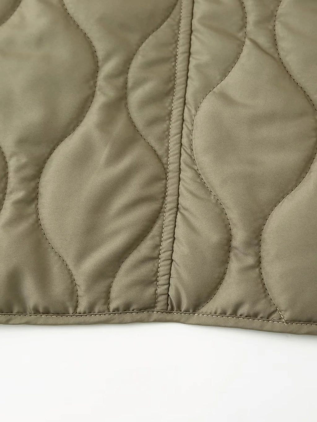 Wave Quilted Collarless Liner Jacket - Green - 6
