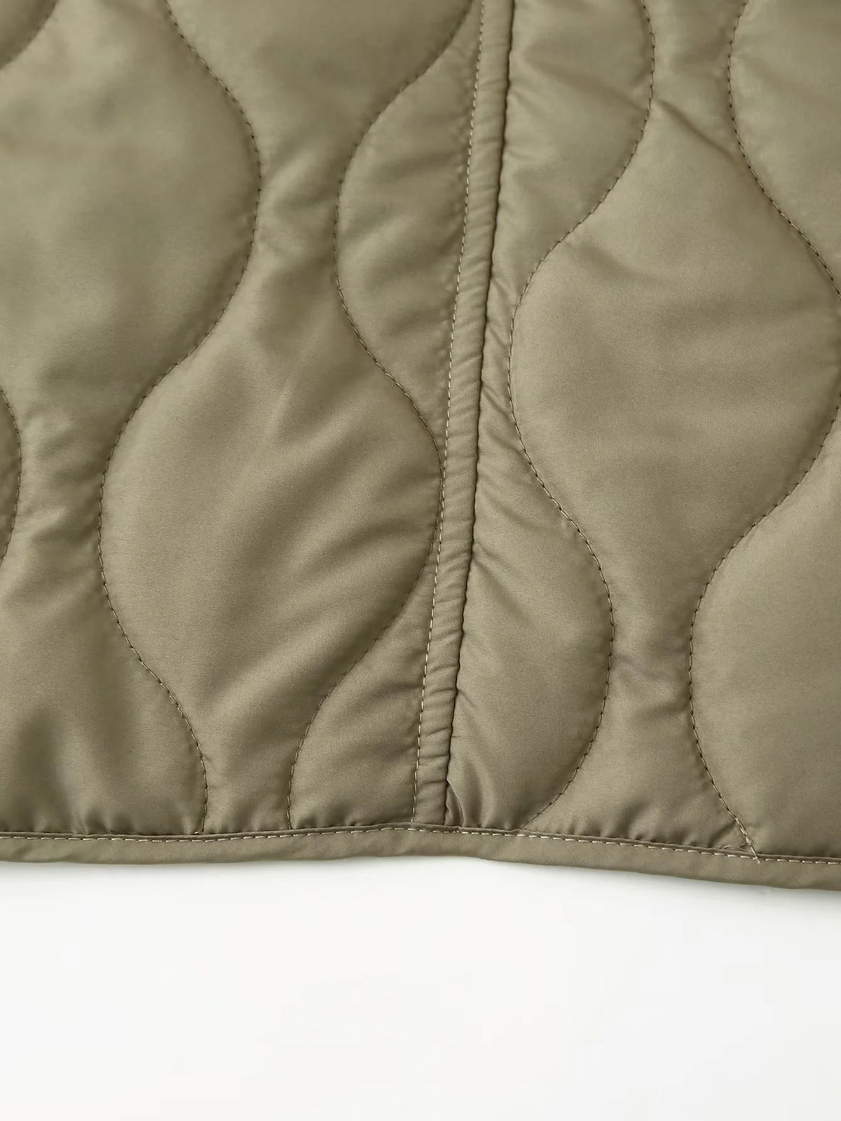 Wave Quilted Collarless Liner Jacket - Green - 6