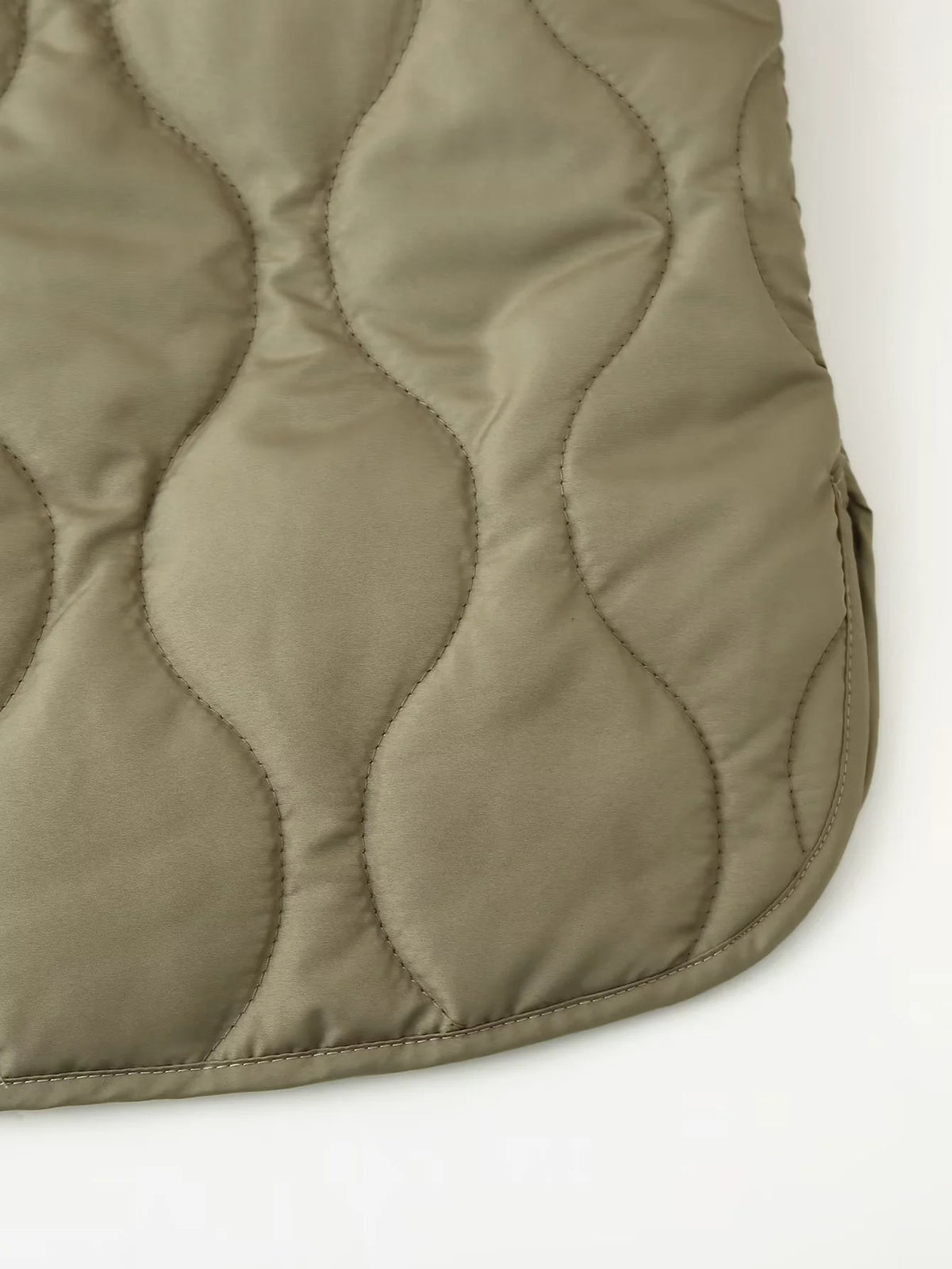Wave Quilted Collarless Liner Jacket - Green - 7
