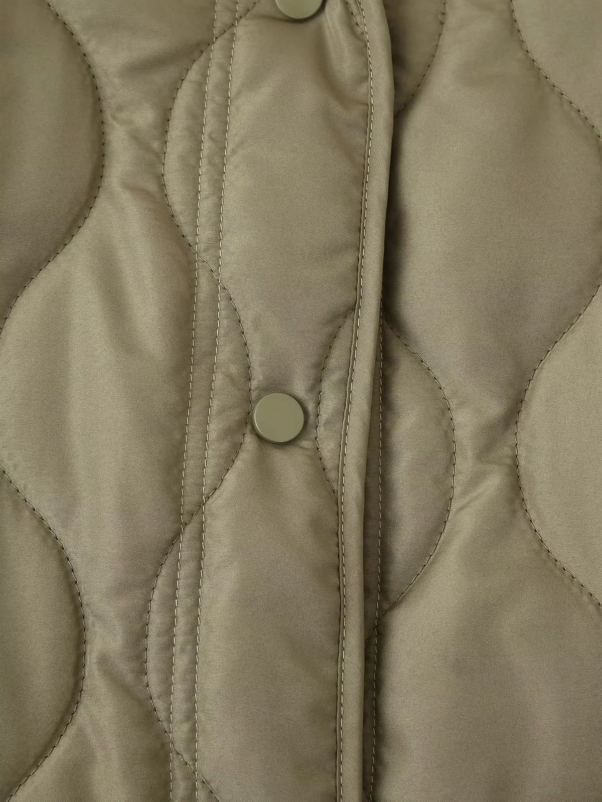 Wave Quilted Collarless Liner Jacket - Green - 8