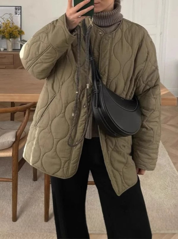 Wave Quilted Collarless Liner Jacket