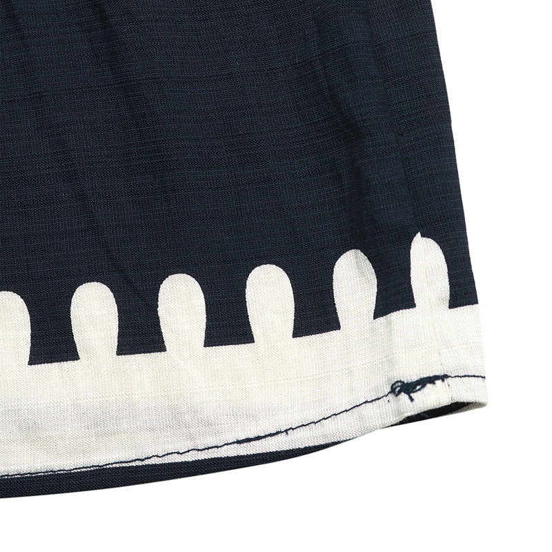 Scalloped Embroidery Smocked Cami Mini Dress - Navy - 7