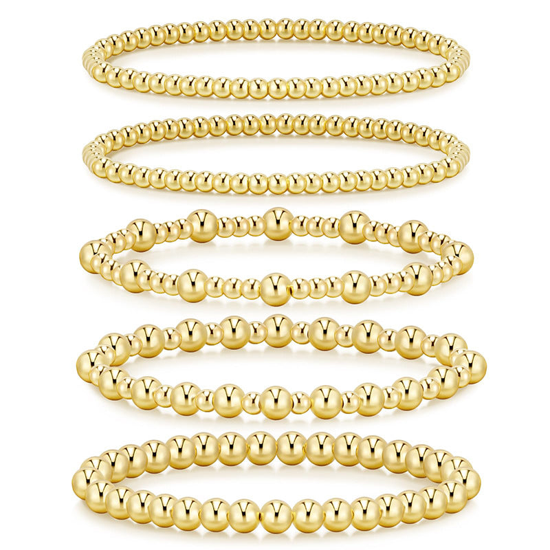 Round Bead Stretch Bracelet Stack - SET01