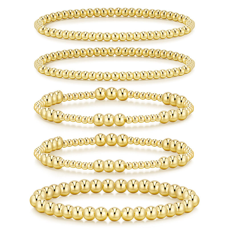 Round Bead Stretch Bracelet Stack - SET02