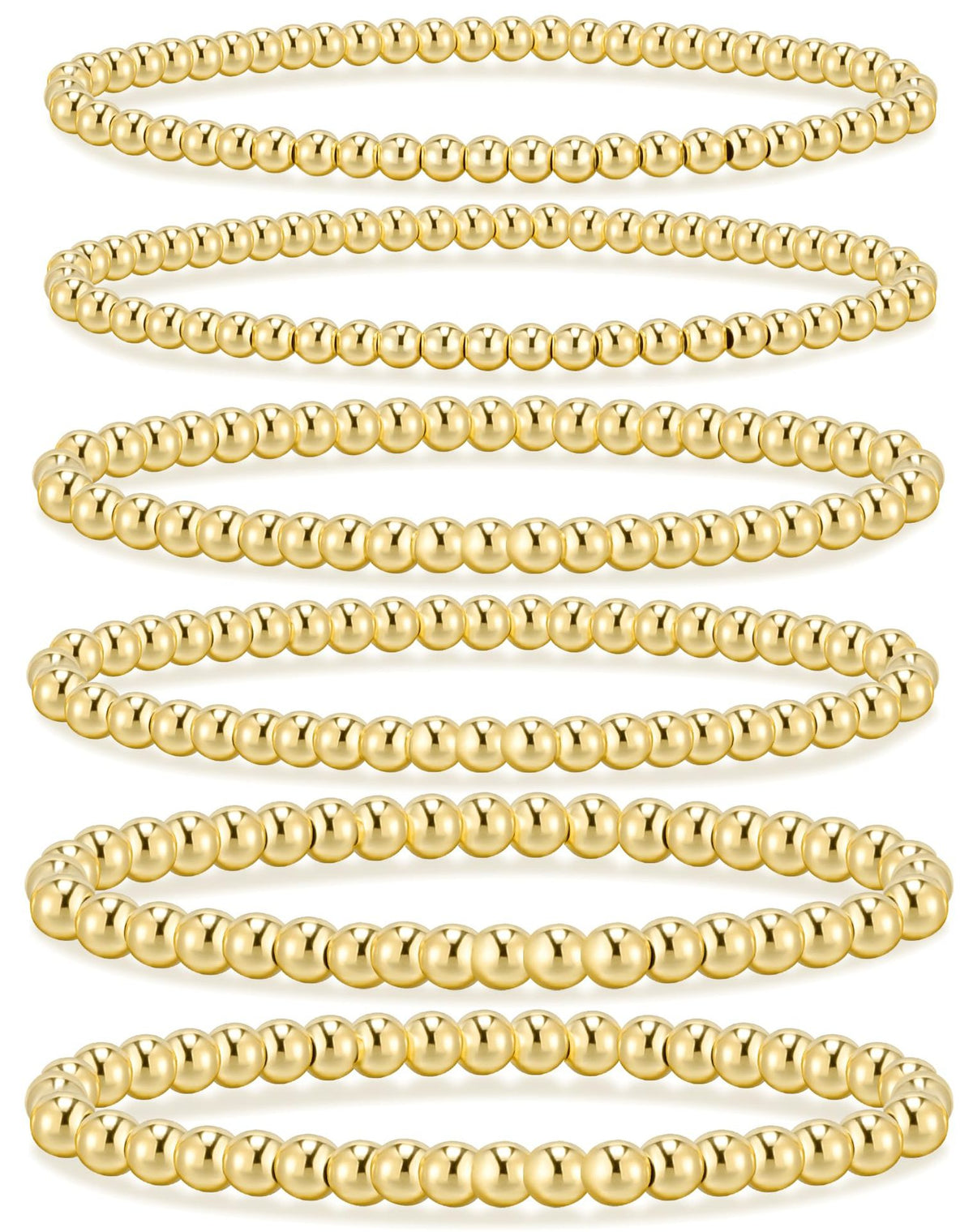 Round Bead Stretch Bracelet Stack - SET06