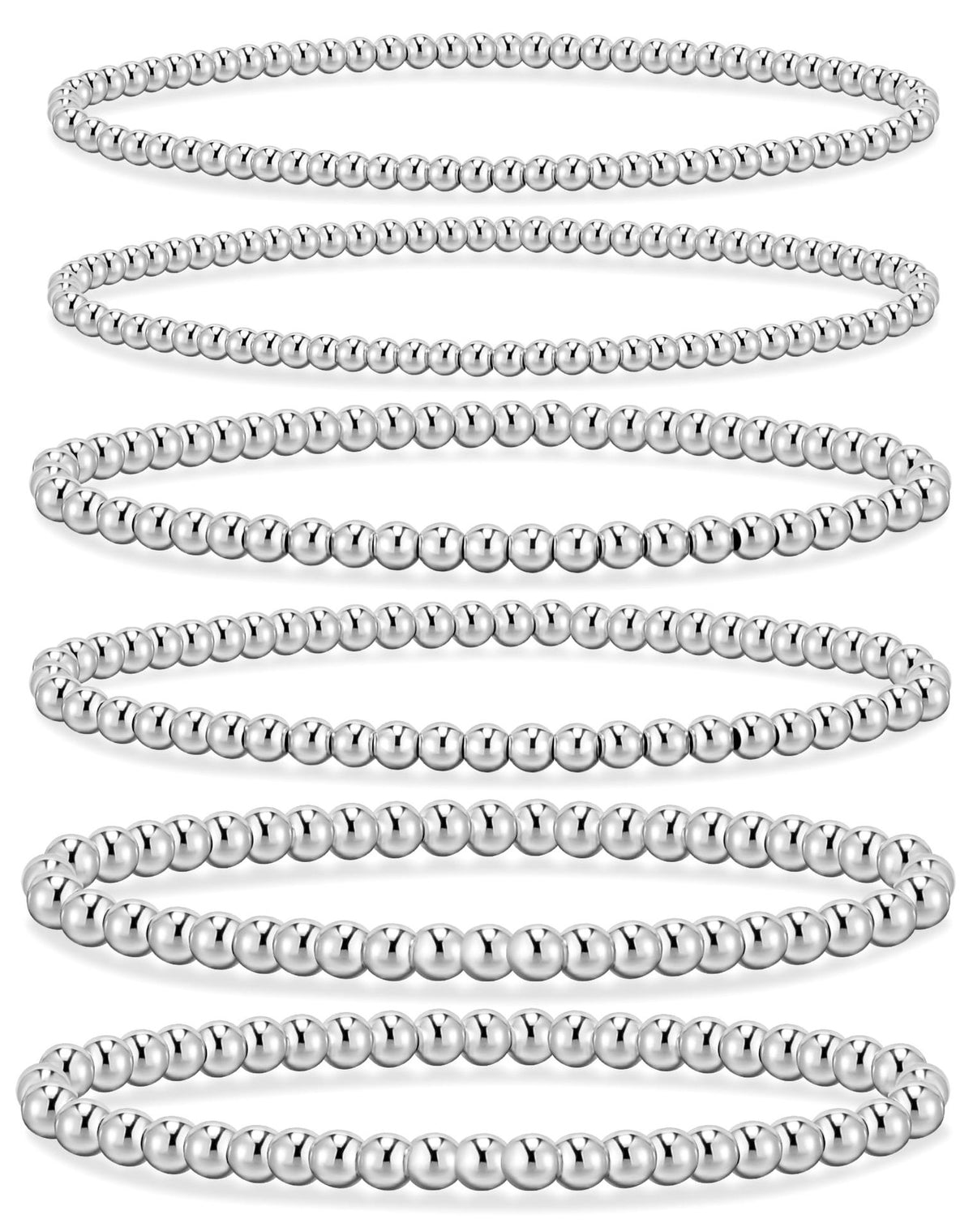 Round Bead Stretch Bracelet Stack - SET07