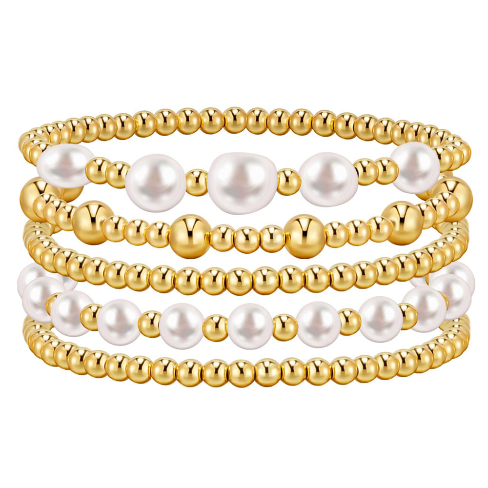 Round Bead Stretch Bracelet Stack - SET09