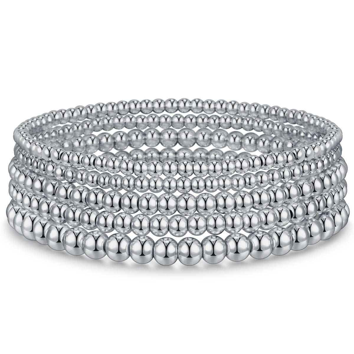 Round Bead Stretch Bracelet Stack - SET11