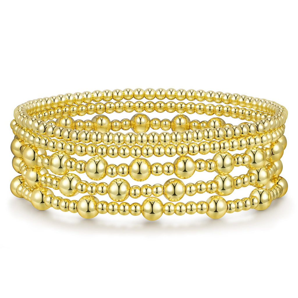 Round Bead Stretch Bracelet Stack - SET12