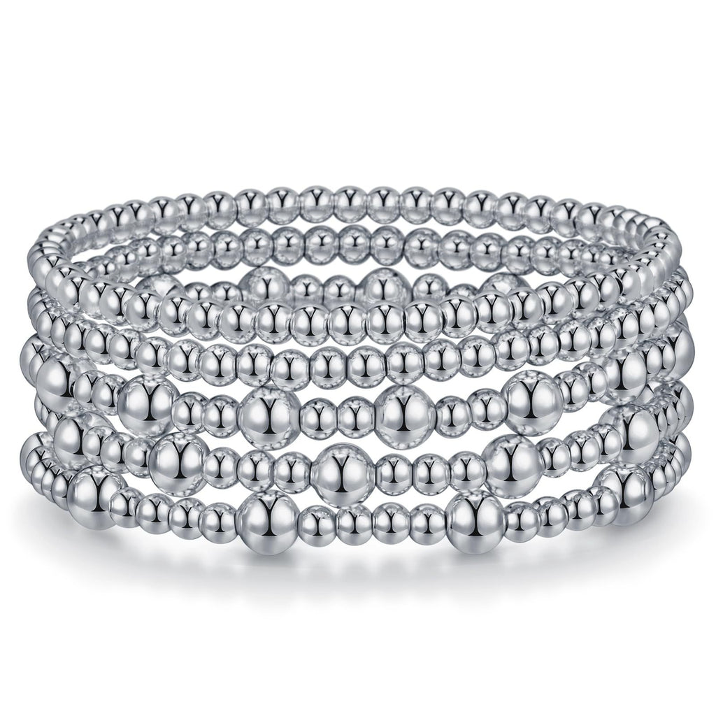 Round Bead Stretch Bracelet Stack - SET13