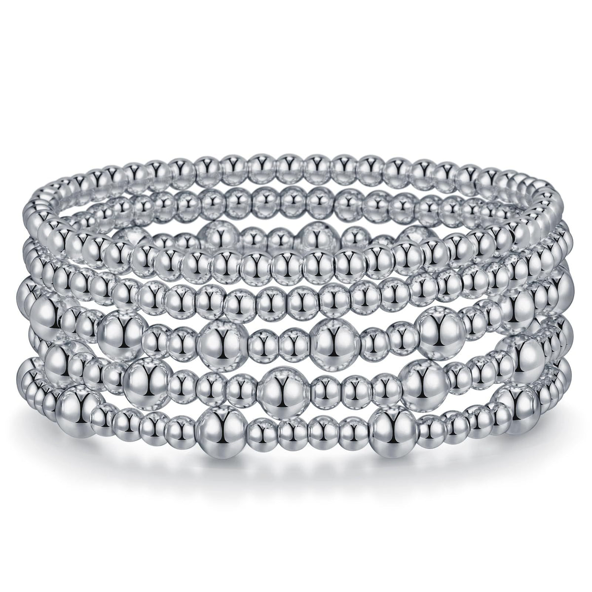 Round Bead Stretch Bracelet Stack - SET13