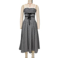 Gingham Bow Waist Midi Sundress - Black