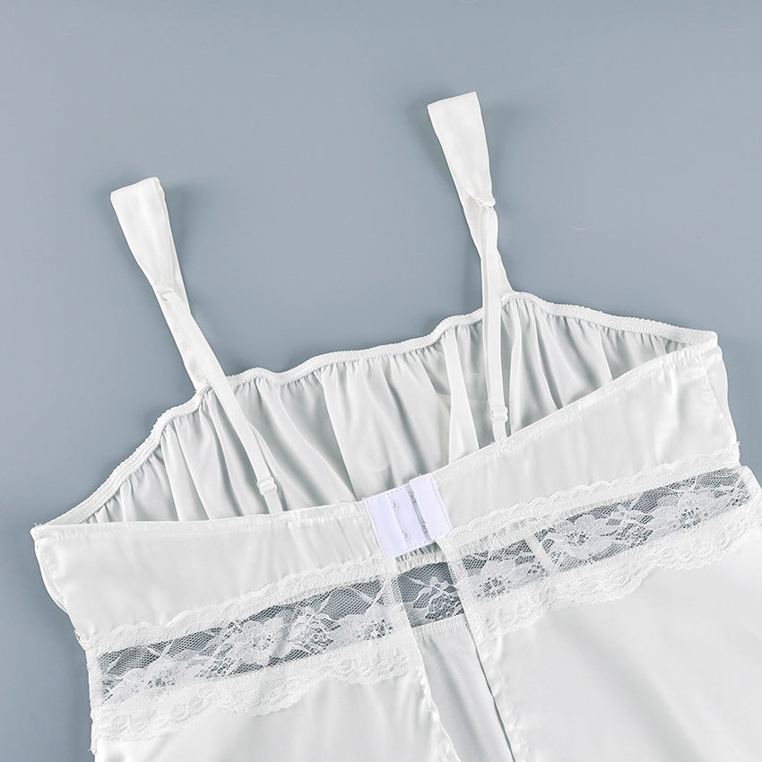 Bow-Detail Ruffle-Hem Lace Cami Sleep Set - view 5