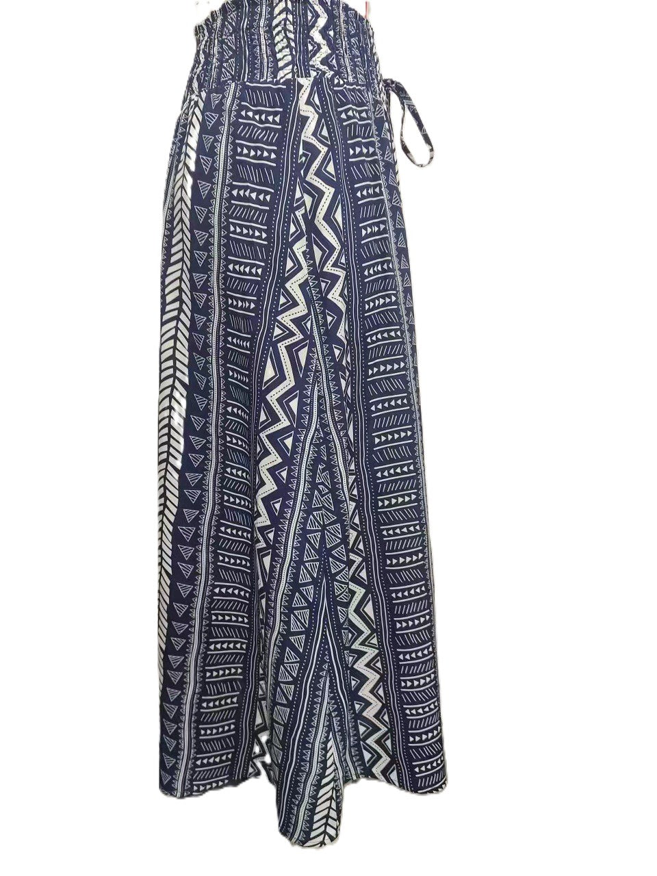 Geo Stripe Tassel Tie Maxi Skirt - Darkblue - 1