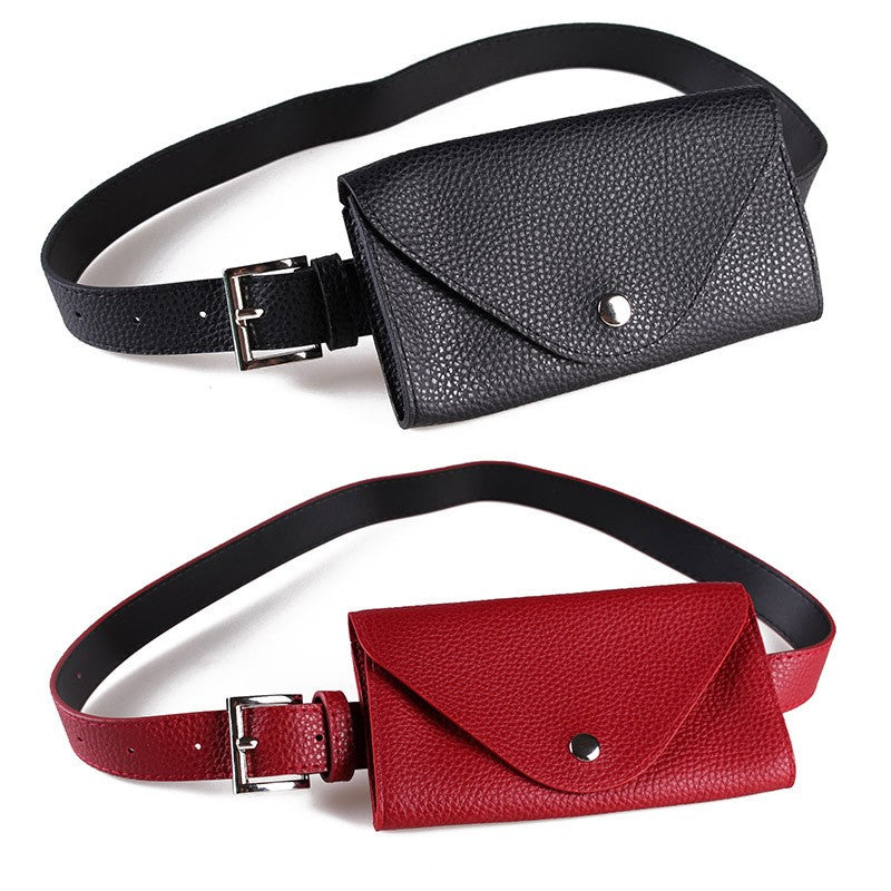 Pebbled Faux Leather Envelope Belt Bag