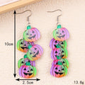 Halloween Charm Cluster Long Drop Earrings - Colorful