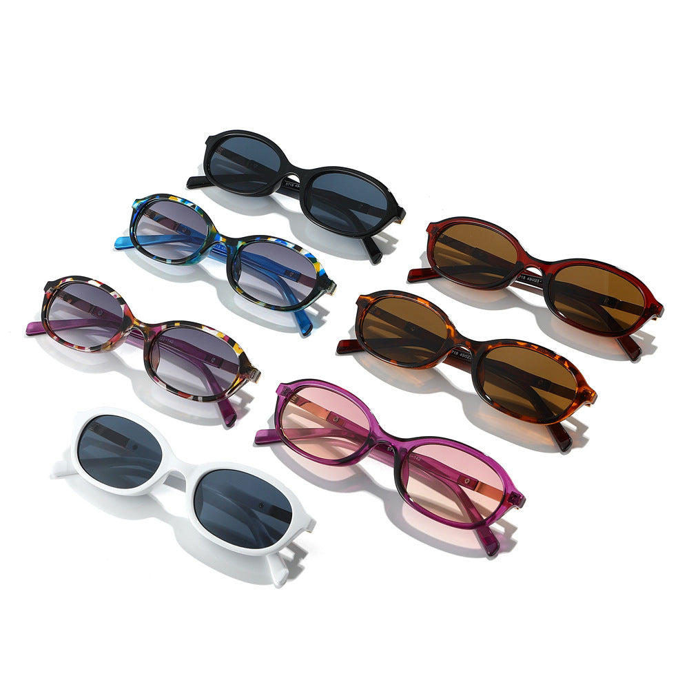 Petite Oval Retro Sunglasses With Slim Temples - Purple - 2