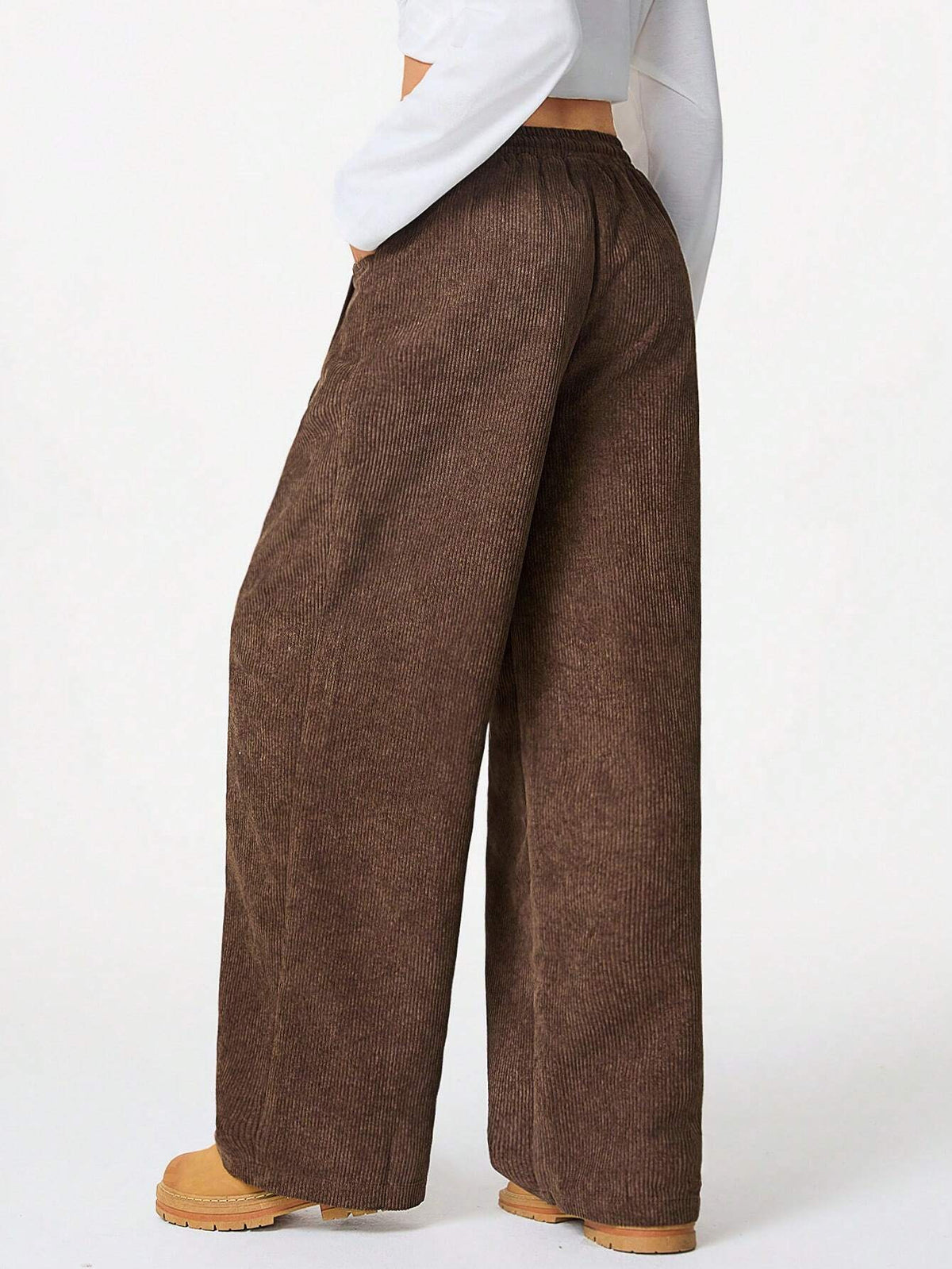 Ribbed Wide Leg Drawstring Pants - view 1