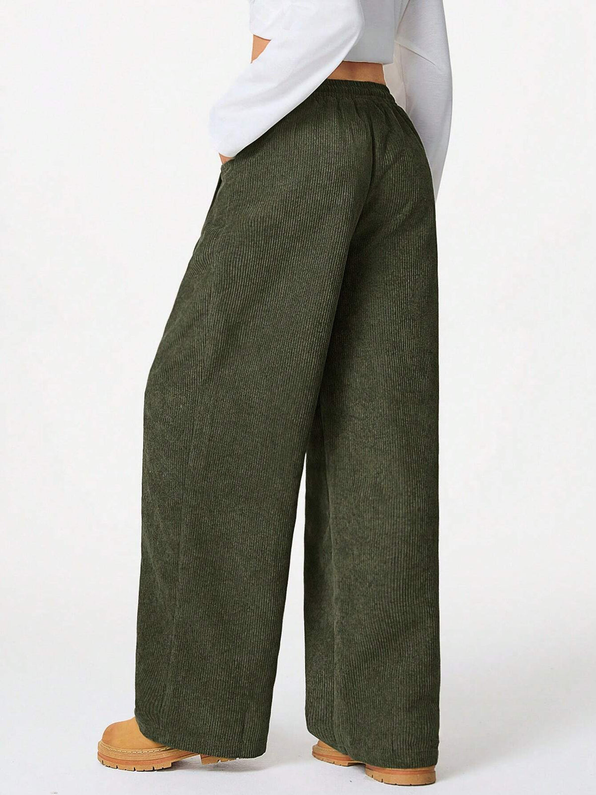 Ribbed Wide Leg Drawstring Pants - view 3