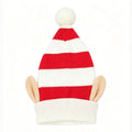 Elf Ear Knit Beanie with Pom Pom for Christmas - CWRed