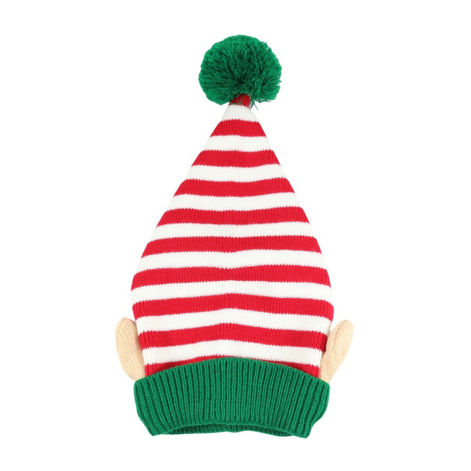 Elf Ear Knit Beanie with Pom Pom for Christmas - GWRed