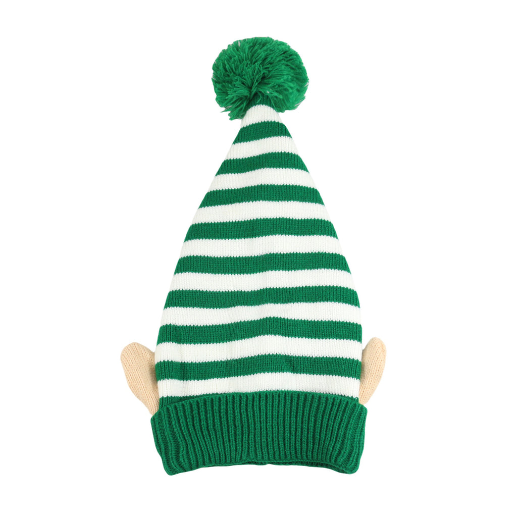 Elf Ear Knit Beanie with Pom Pom for Christmas - WGreen