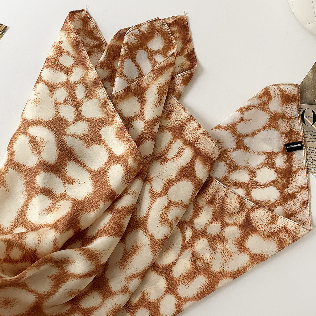 Leopard Spot Square Bandana Neck Scarf - Brown - 2