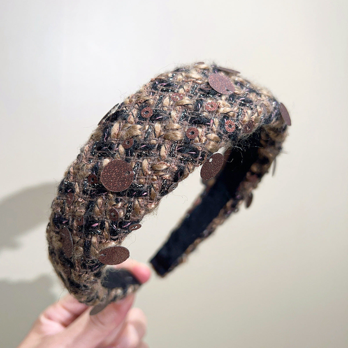 Beaded Tweed Wide Coverage Headband - NO09