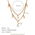 Layered Crescent Moon Charm Necklace - Gold