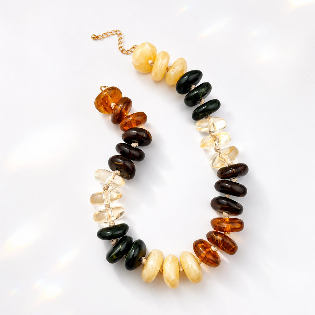 Oversized Marbled Resin Bead Statement Necklace - Color_01
