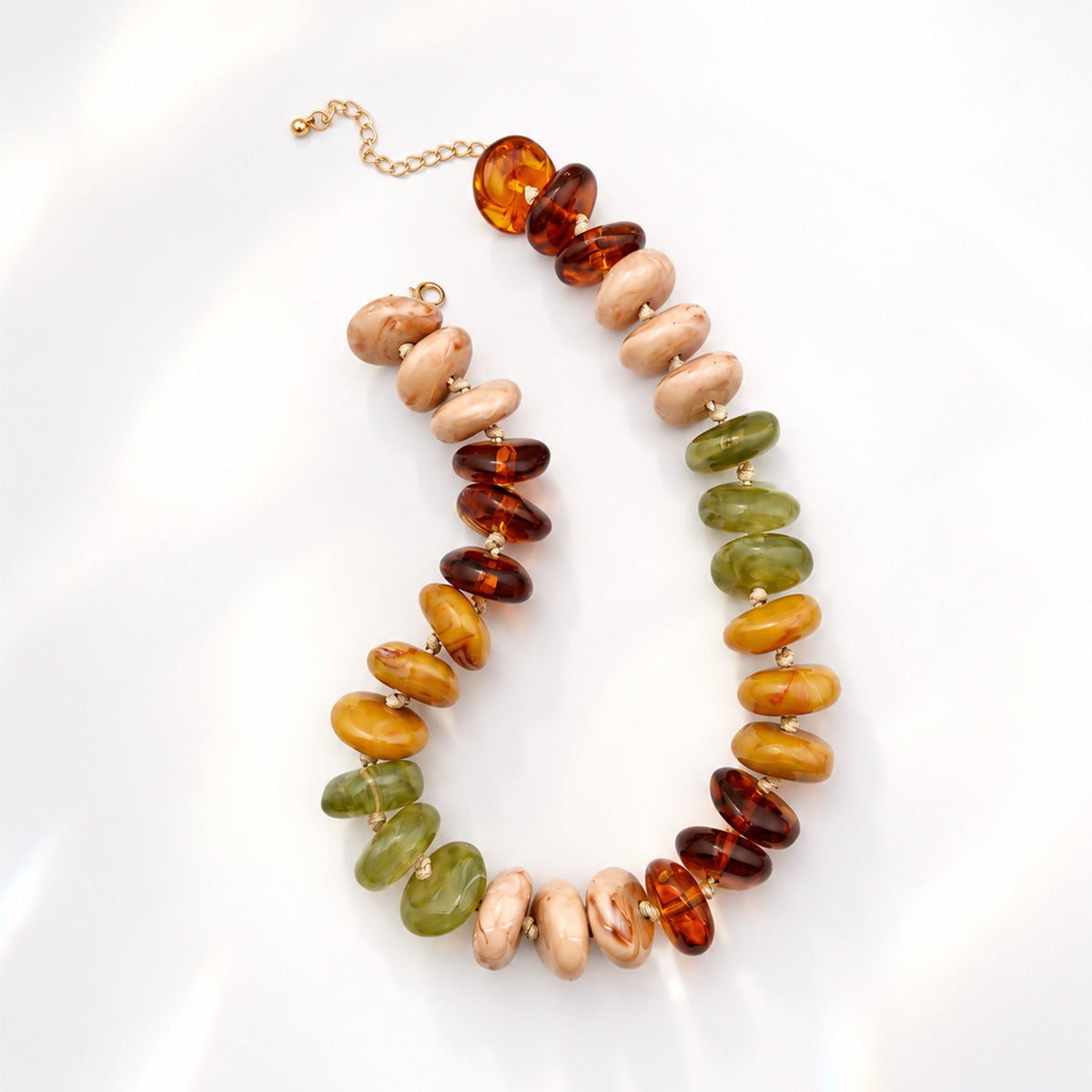 Oversized Marbled Resin Bead Statement Necklace - Color_02
