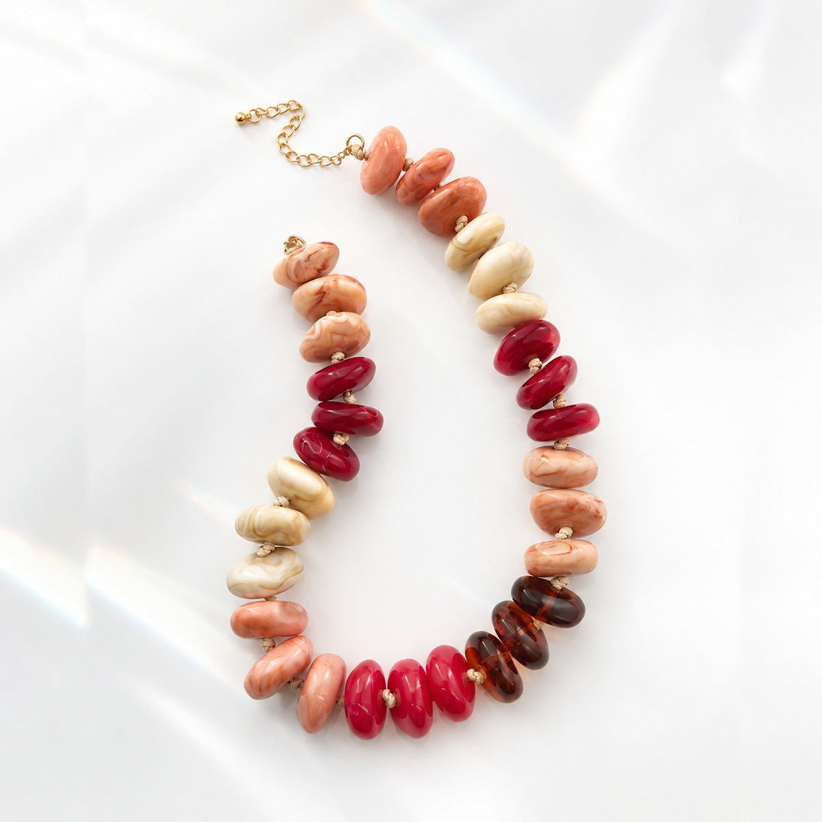 Oversized Marbled Resin Bead Statement Necklace - Color_06